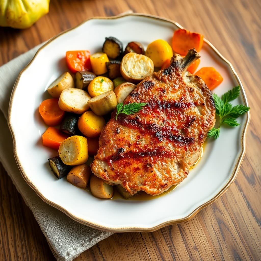 Autumn Paleo Pork Chops with Roasted Vegetables