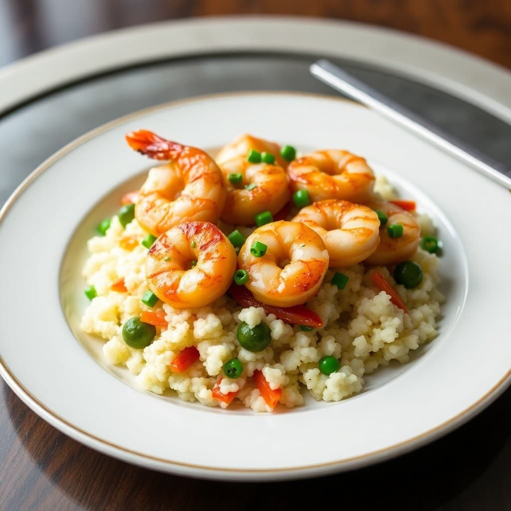 Seared Ginger-Garlic Shrimp with Cauliflower Rice Stir-Fry