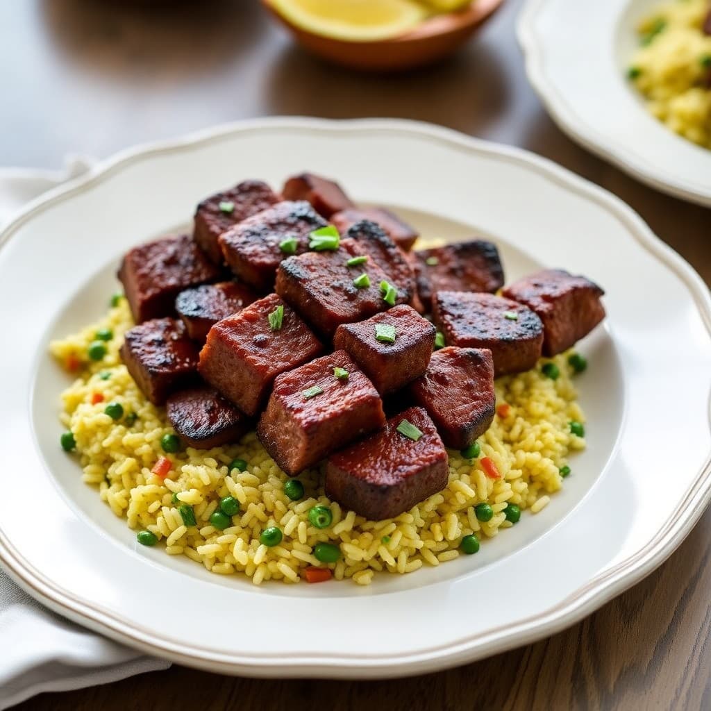 Zesty Brazilian Picanha Skewers with Chimichurri Rice