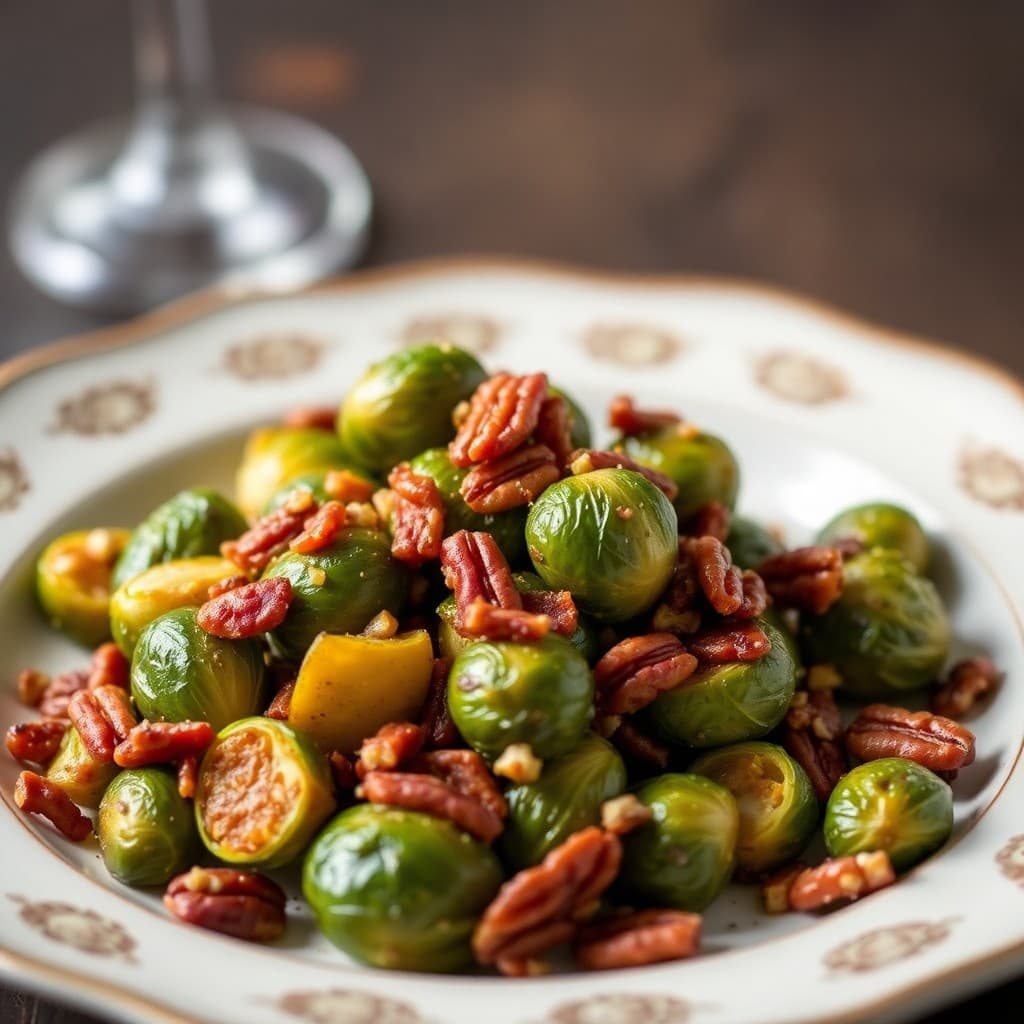 Keto Roasted Brussels Sprouts with Bacon and Pecans