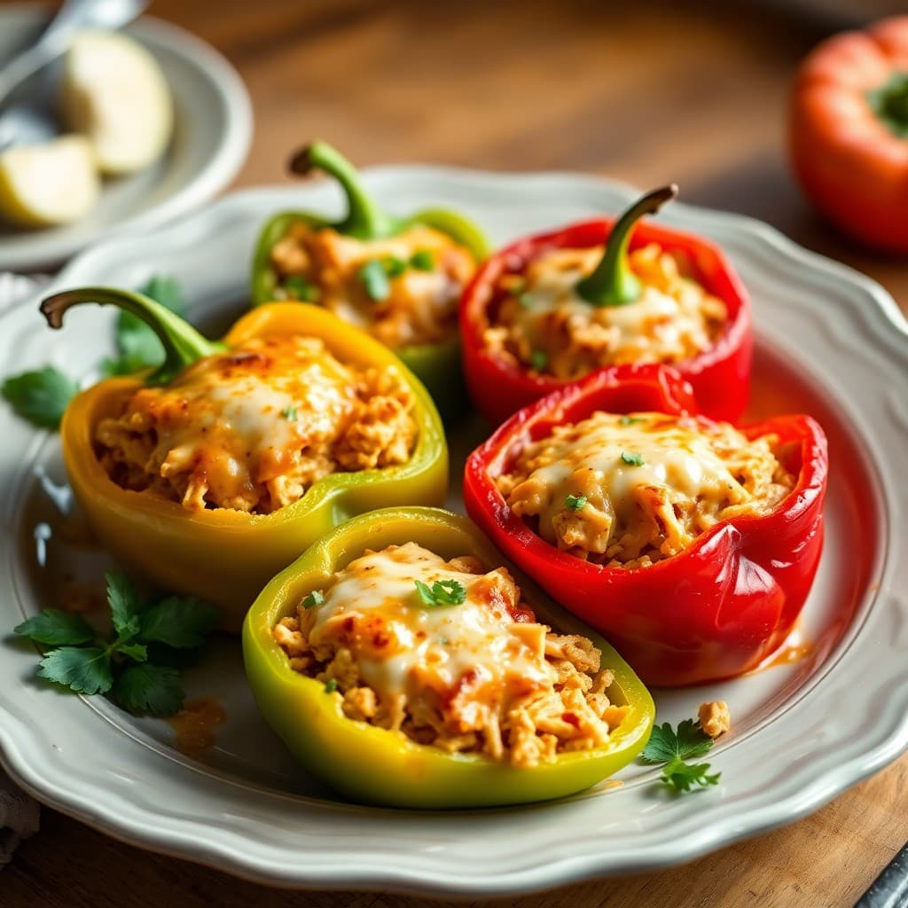Cheesy Chicken Enchilada Stuffed Peppers