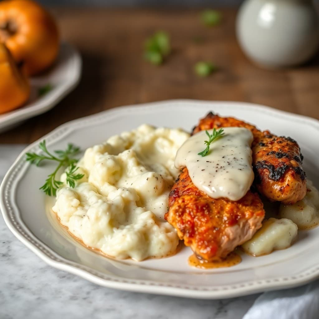 Roasted Autumn Chicken with Creamy Cauliflower Mash