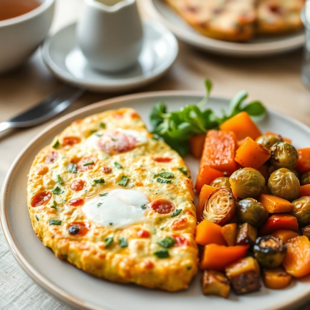 Spicy Egg White Frittata with Roasted Veggie Medley