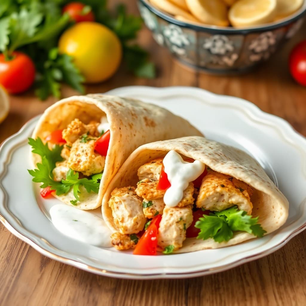 Garlic Lemon Chicken Pitas