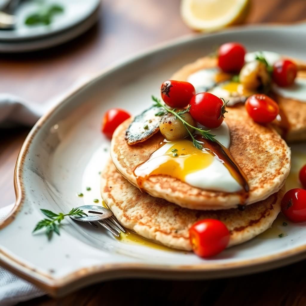Sicilian Lemon Ricotta Pancakes with Mediterranean Herb Oil