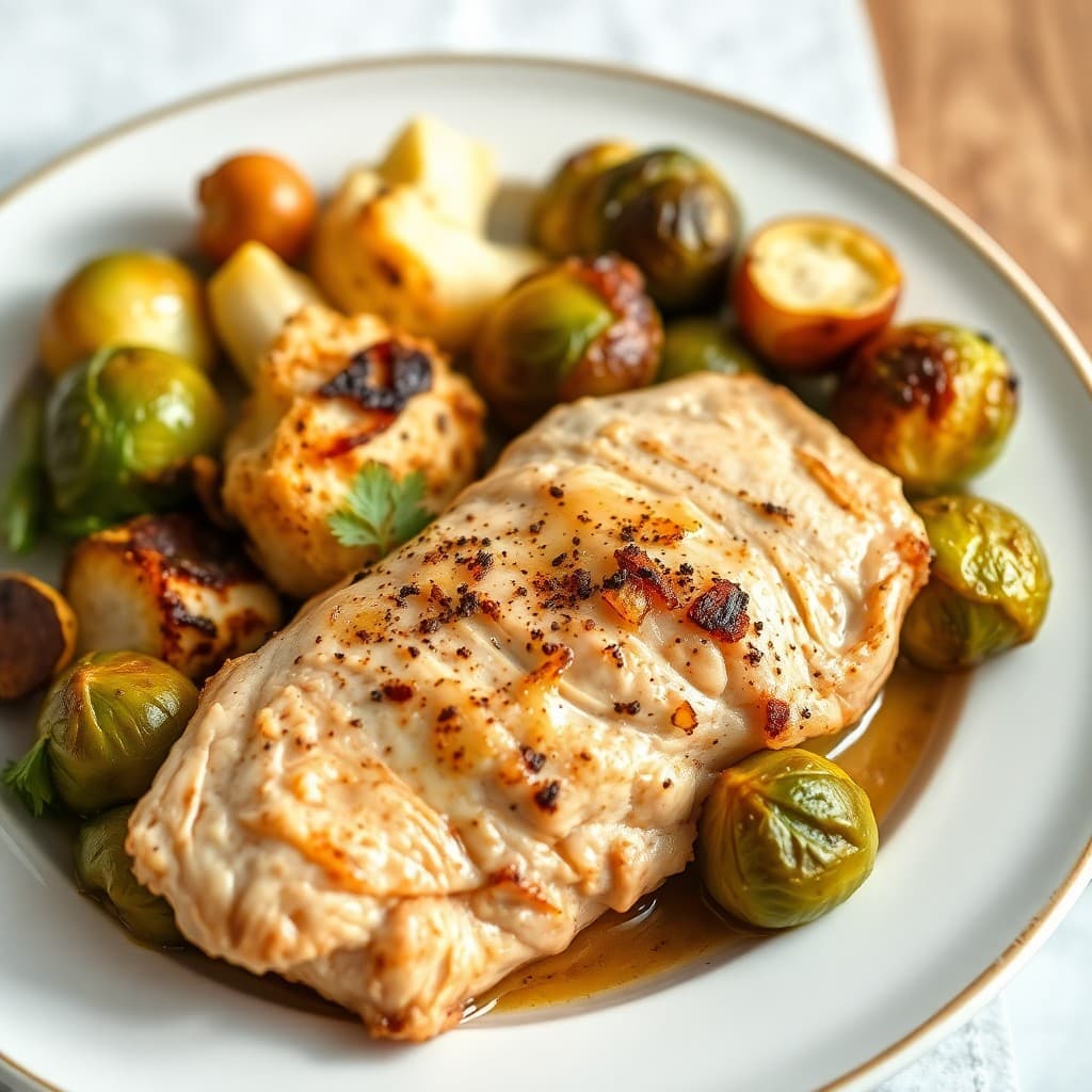 Autumn Roasted Chicken with Cauliflower and Brussels Sprouts