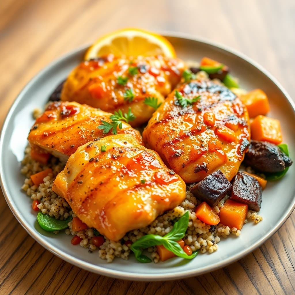 Zesty Citrus Glazed Chicken with Quinoa Veggie Salad