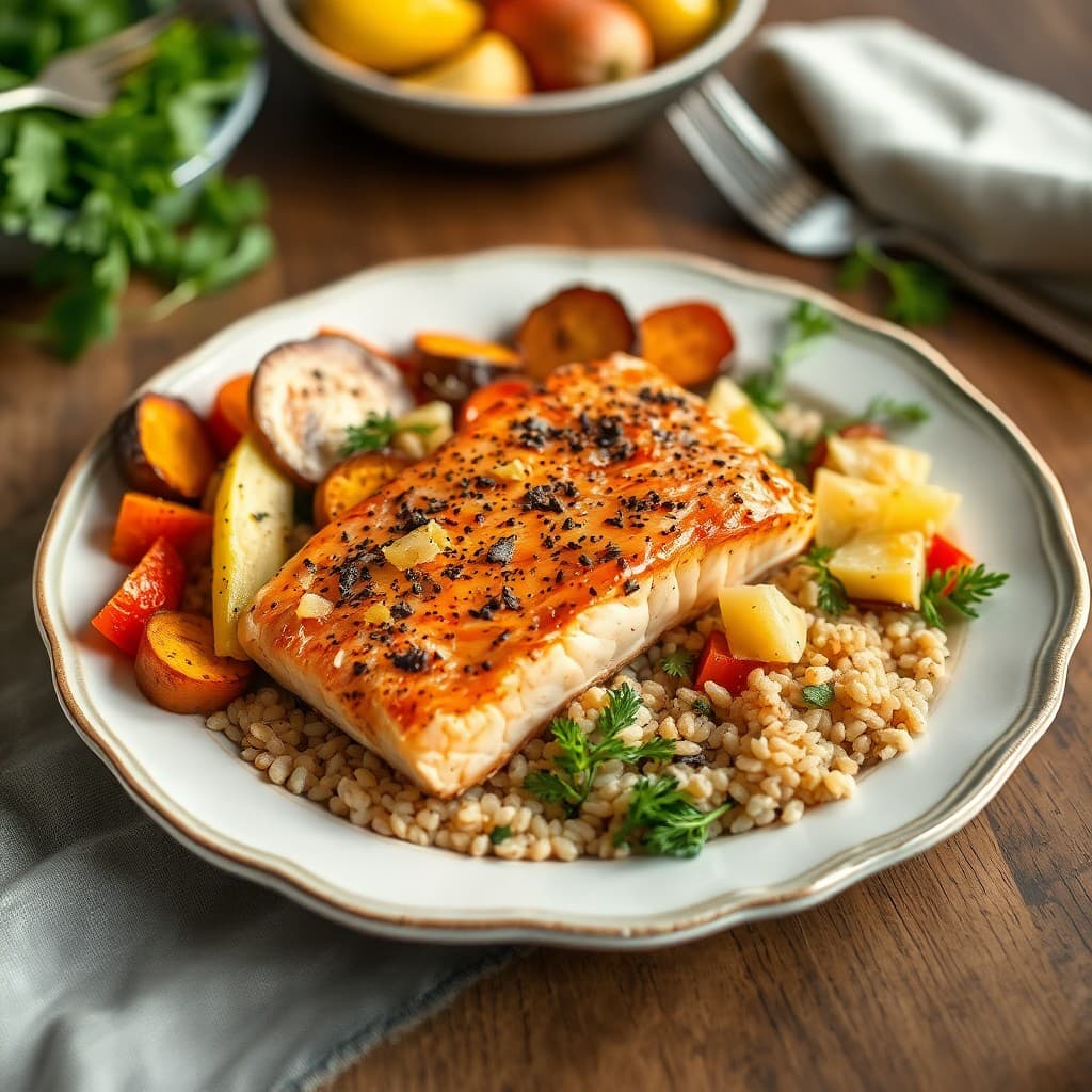 Roasted Salmon with Autumn Veggies