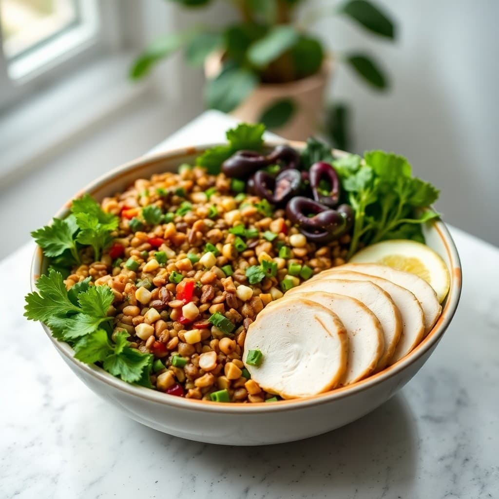 Protein-Packed Lentil and Chicken Salad Bowl