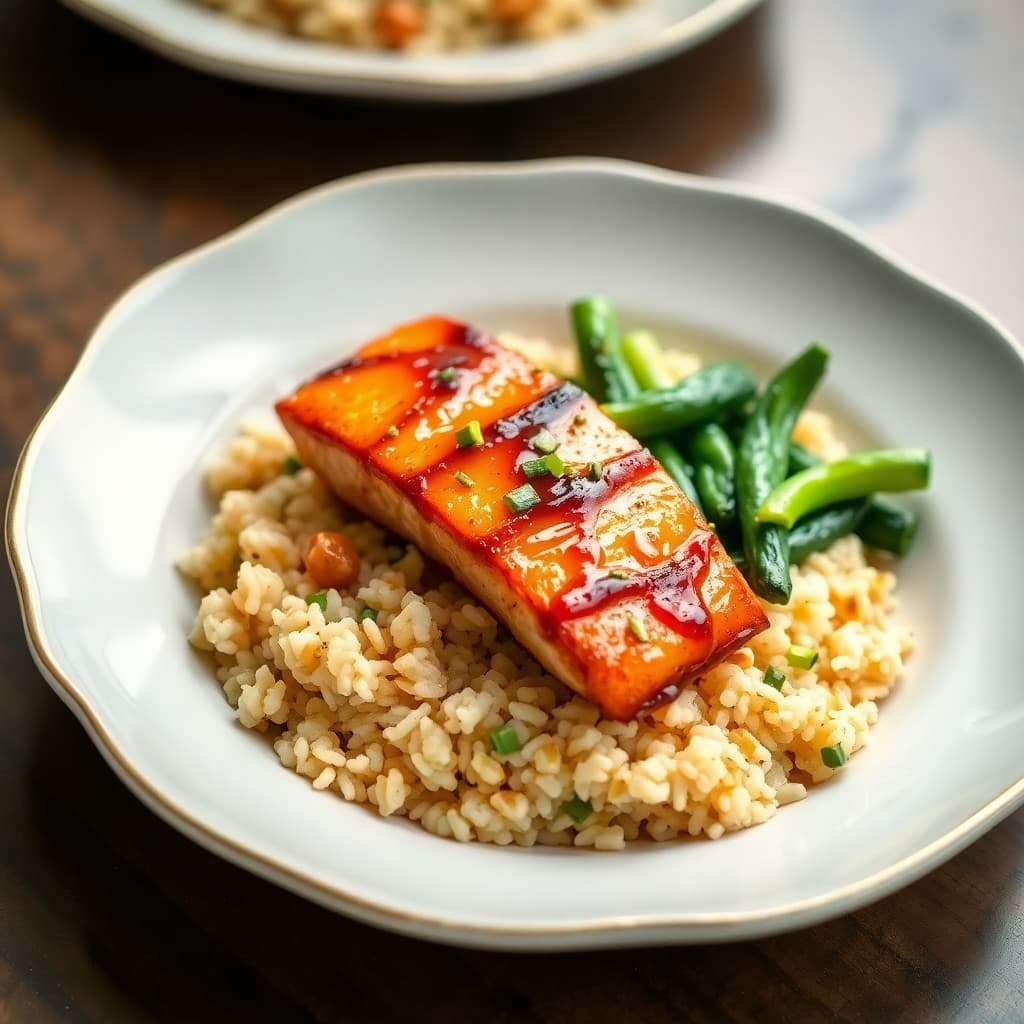 Teriyaki Salmon Bowls with Ginger Fried Rice