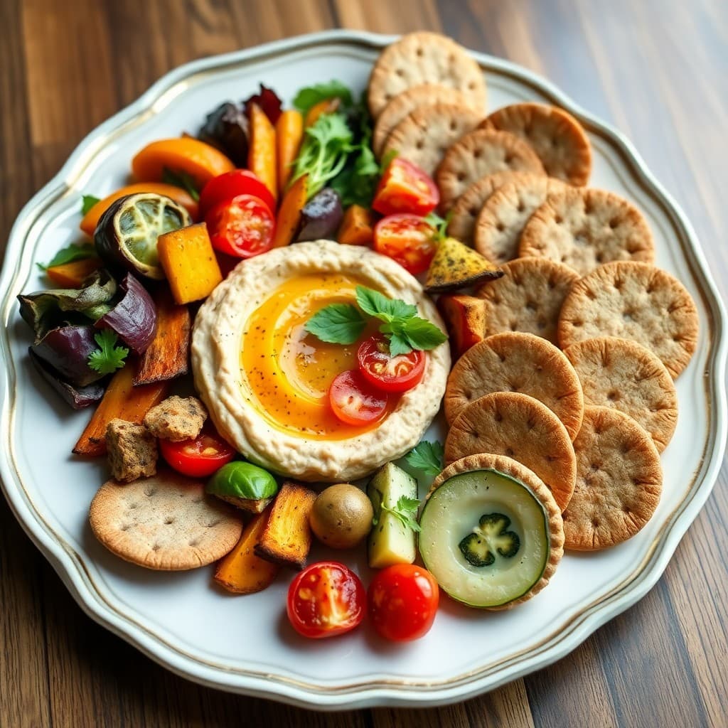 Mediterranean Roasted Veggie Hummus Platter