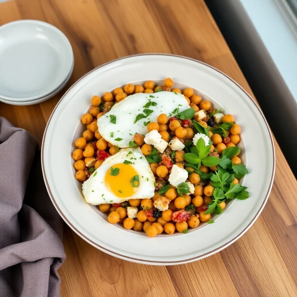 Mediterranean Chickpea and Feta Breakfast Skillet