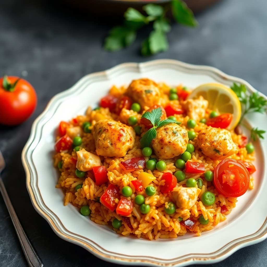Vibrant Spanish Chicken Paella Bowls