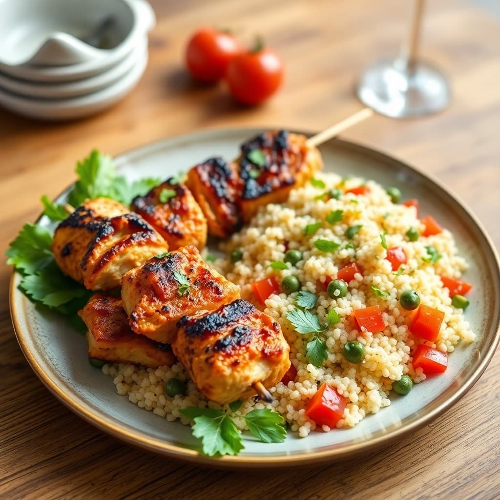 Moroccan-Style Chicken Skewers with Couscous Salad