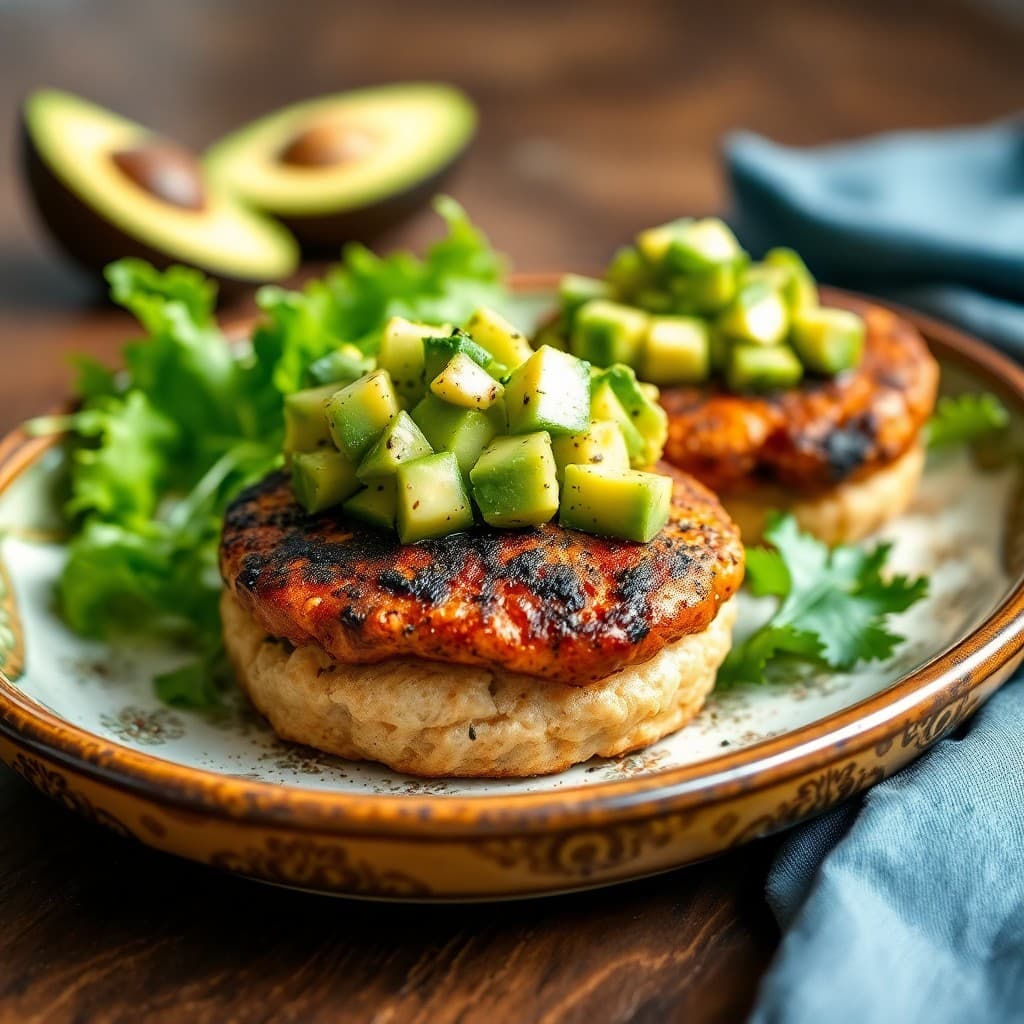 Protein-Packed Salmon Burgers with Avocado Salsa