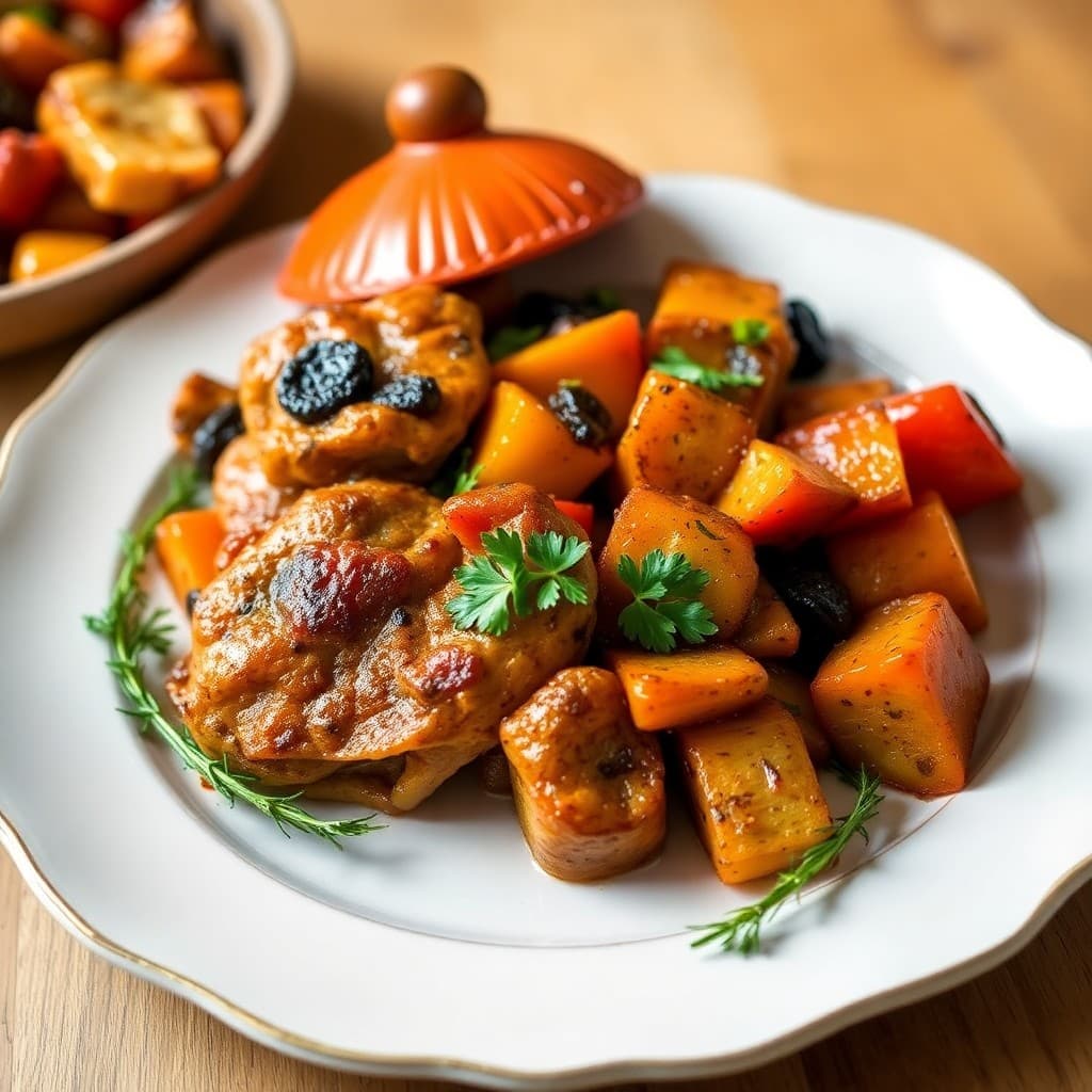Moroccan Spiced Chicken Tagine with Roasted Vegetables