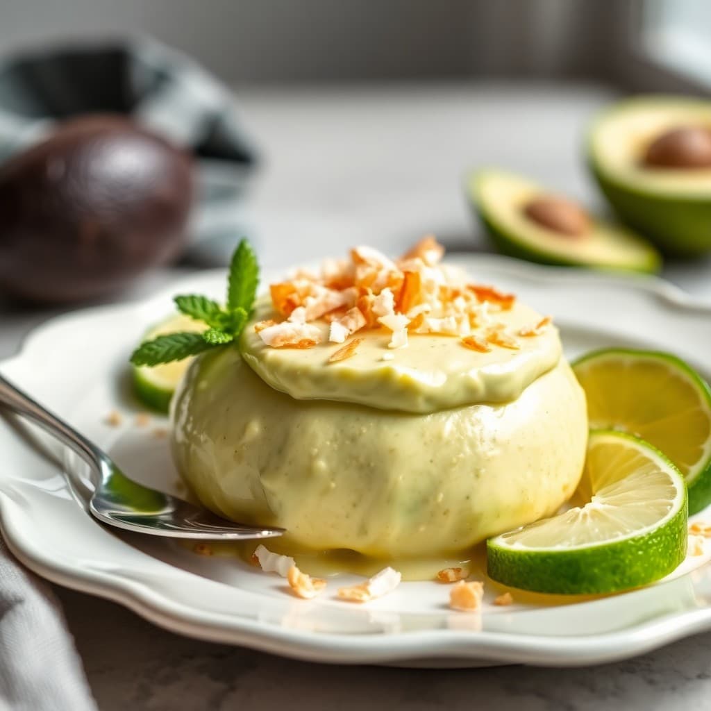 Creamy Avocado Lime Mousse with Toasted Coconut