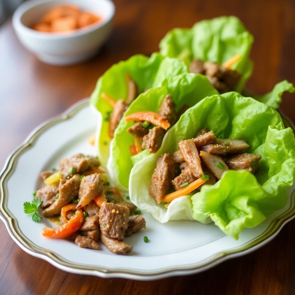 Ginger Soy Beef Lettuce Wraps