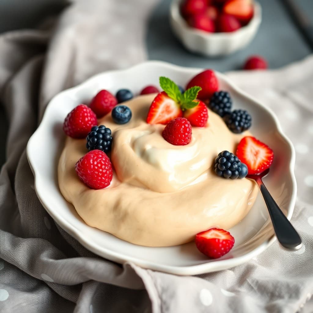 Creamy Peanut Butter Mousse with Fresh Berries