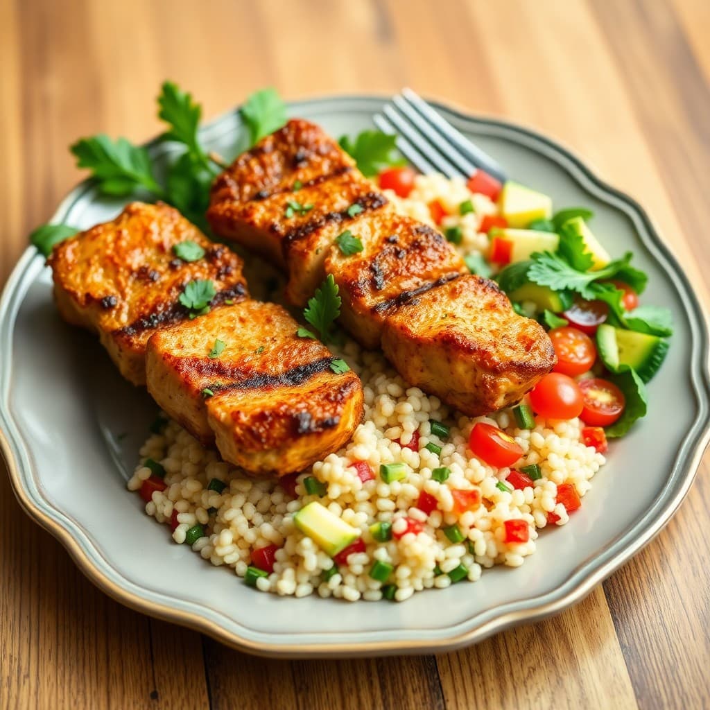 Moroccan Chicken Skewers with Couscous Salad