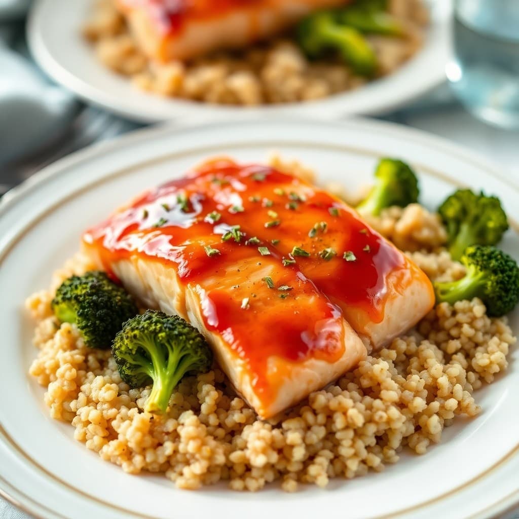 Honey Garlic Baked Salmon with Roasted Broccoli & Quinoa