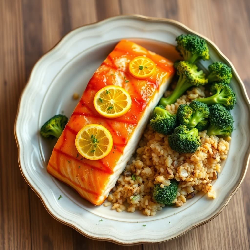 Zesty Citrus Glazed Salmon with Roasted Broccoli and Quinoa
