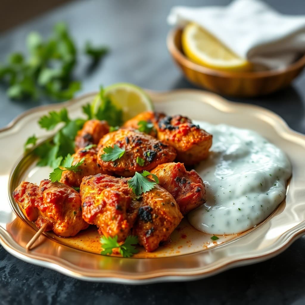 Indian Tandoori Chicken with Cucumber Raita