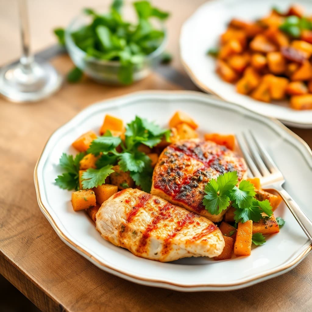 Seared Chili-Lime Chicken with Roasted Sweet Potato Salad