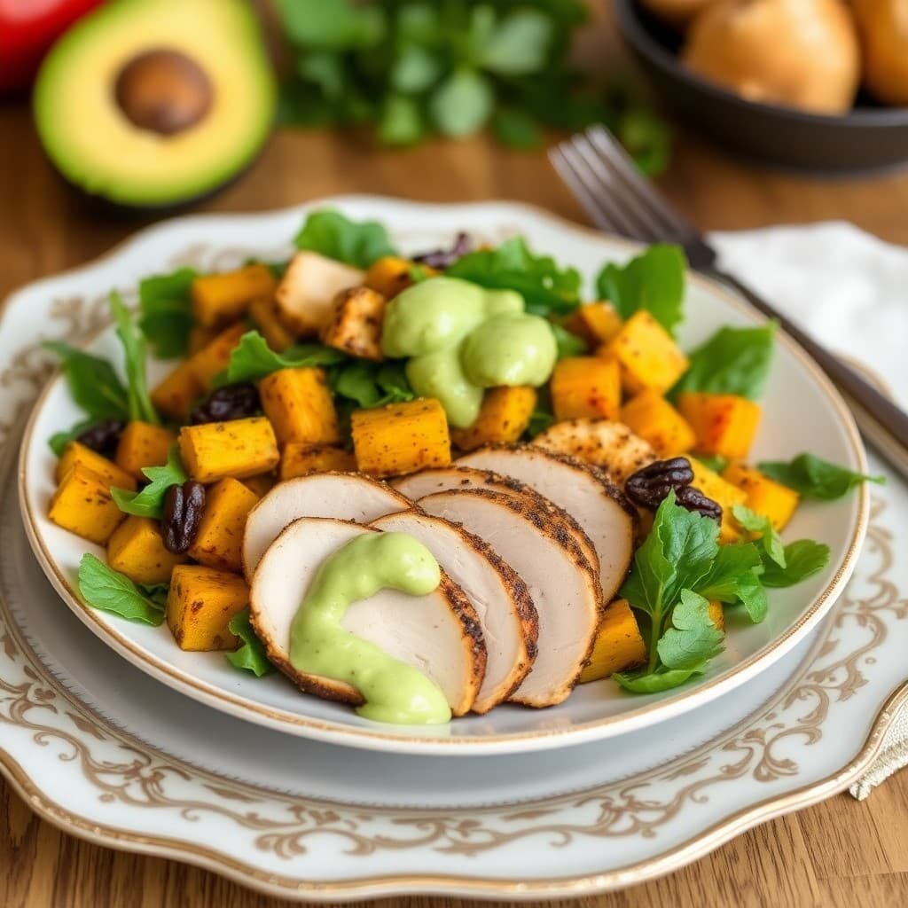 Roasted Autumn Squash Salad with Grilled Chicken