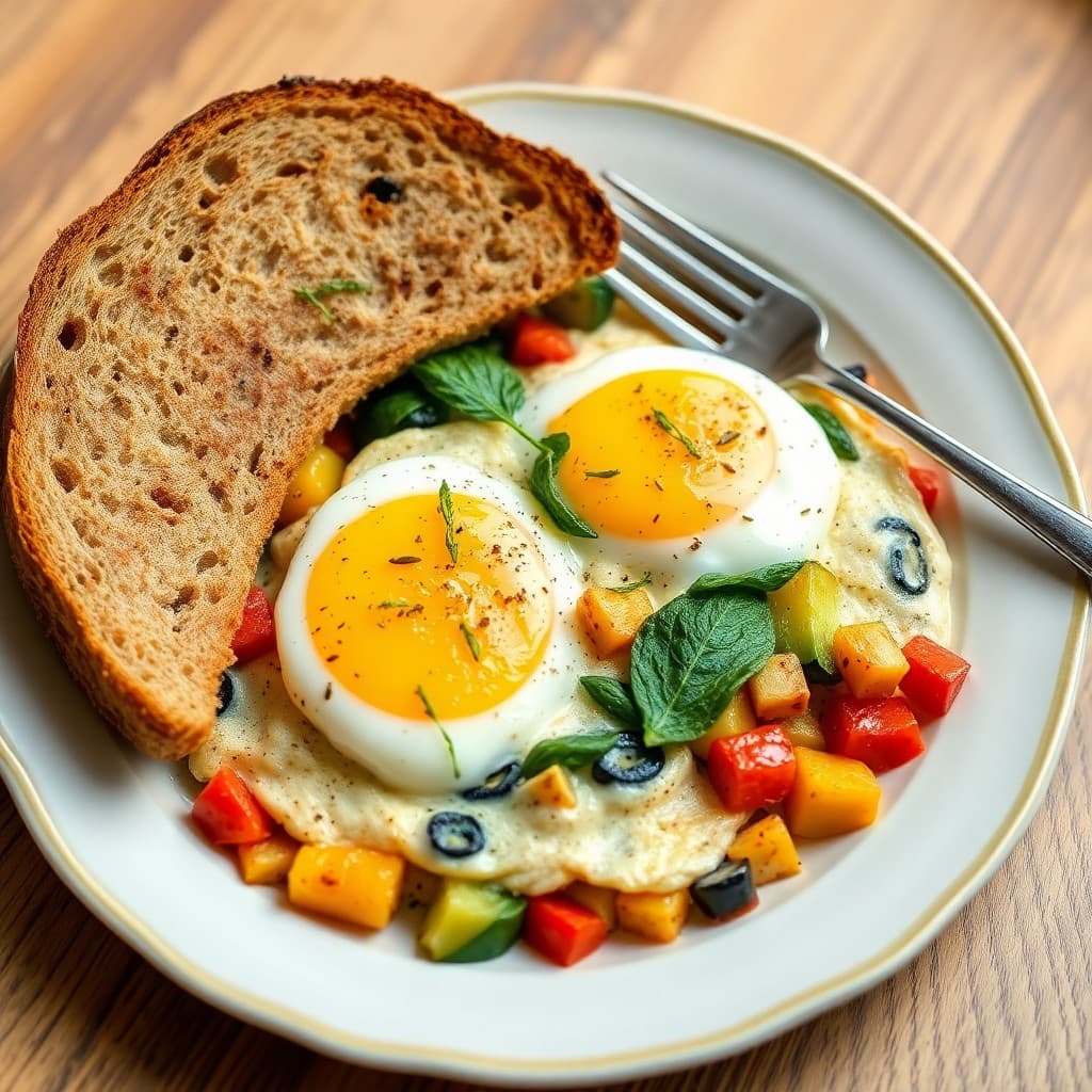 Mediterranean Baked Eggs with Roasted Vegetables