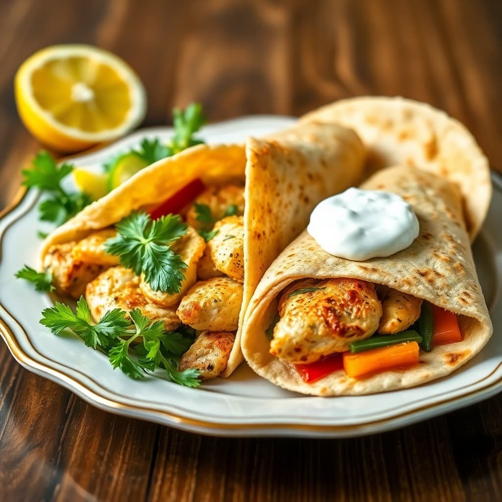 Greek Lemon Chicken Souvlaki Wraps
