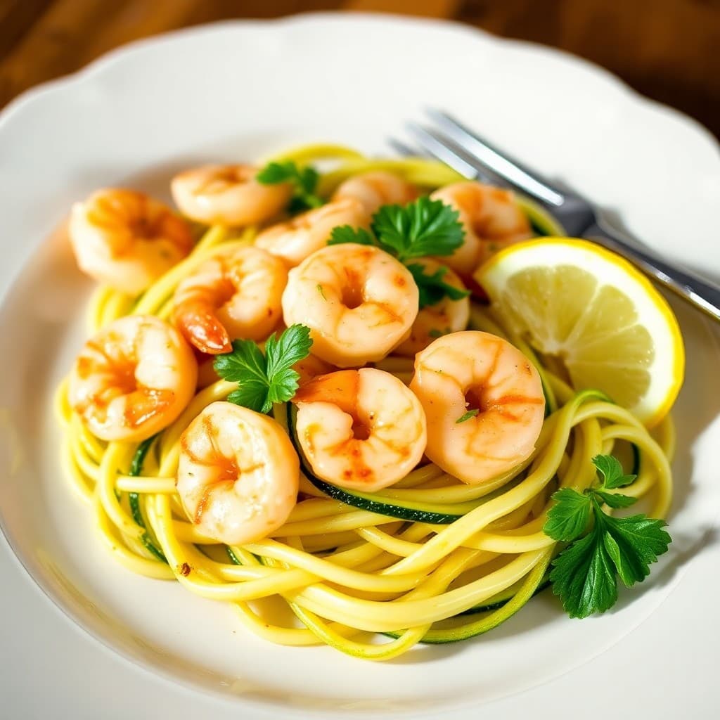 Lemon Garlic Shrimp Zucchini Noodles