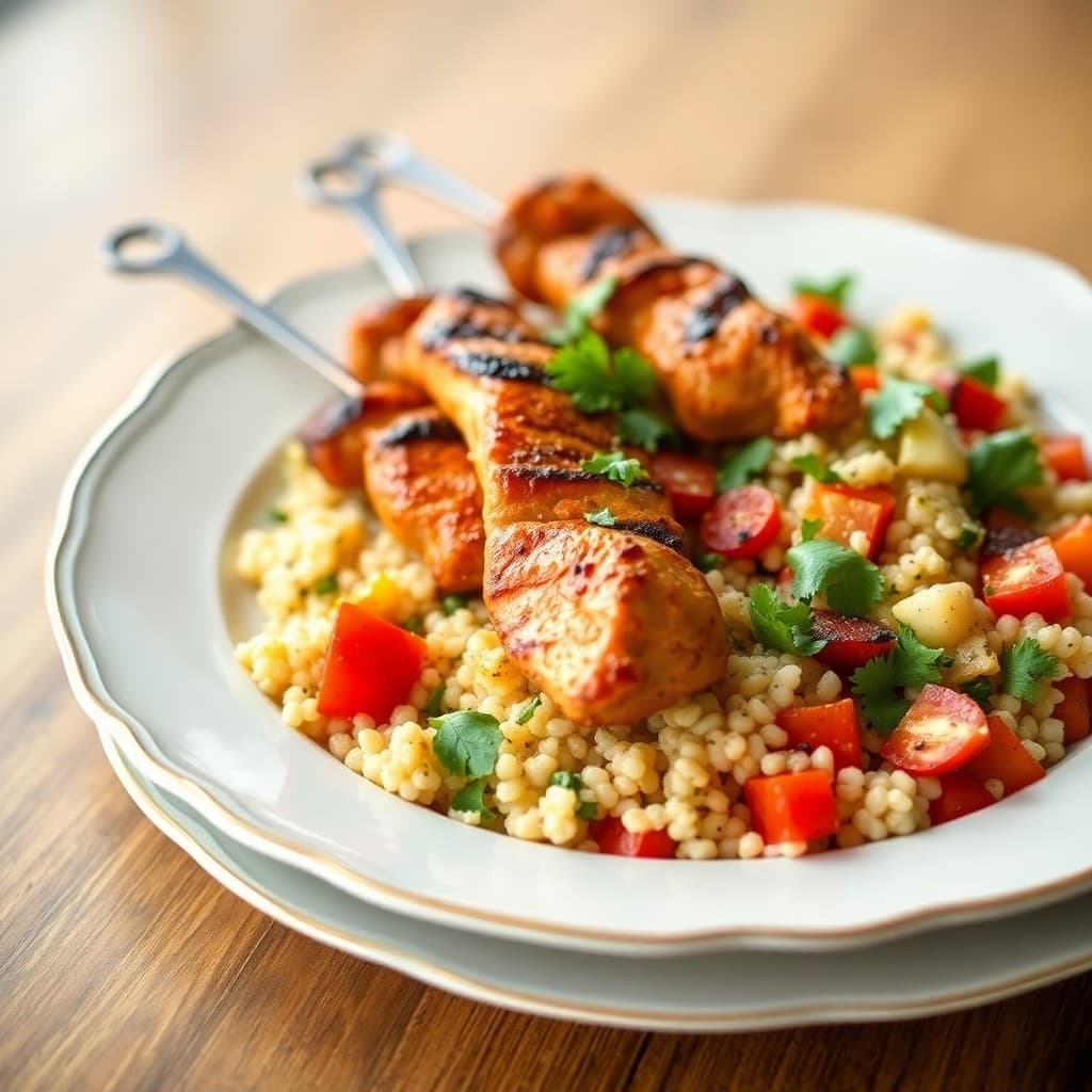 Spicy Moroccan Chicken Skewers with Couscous Salad