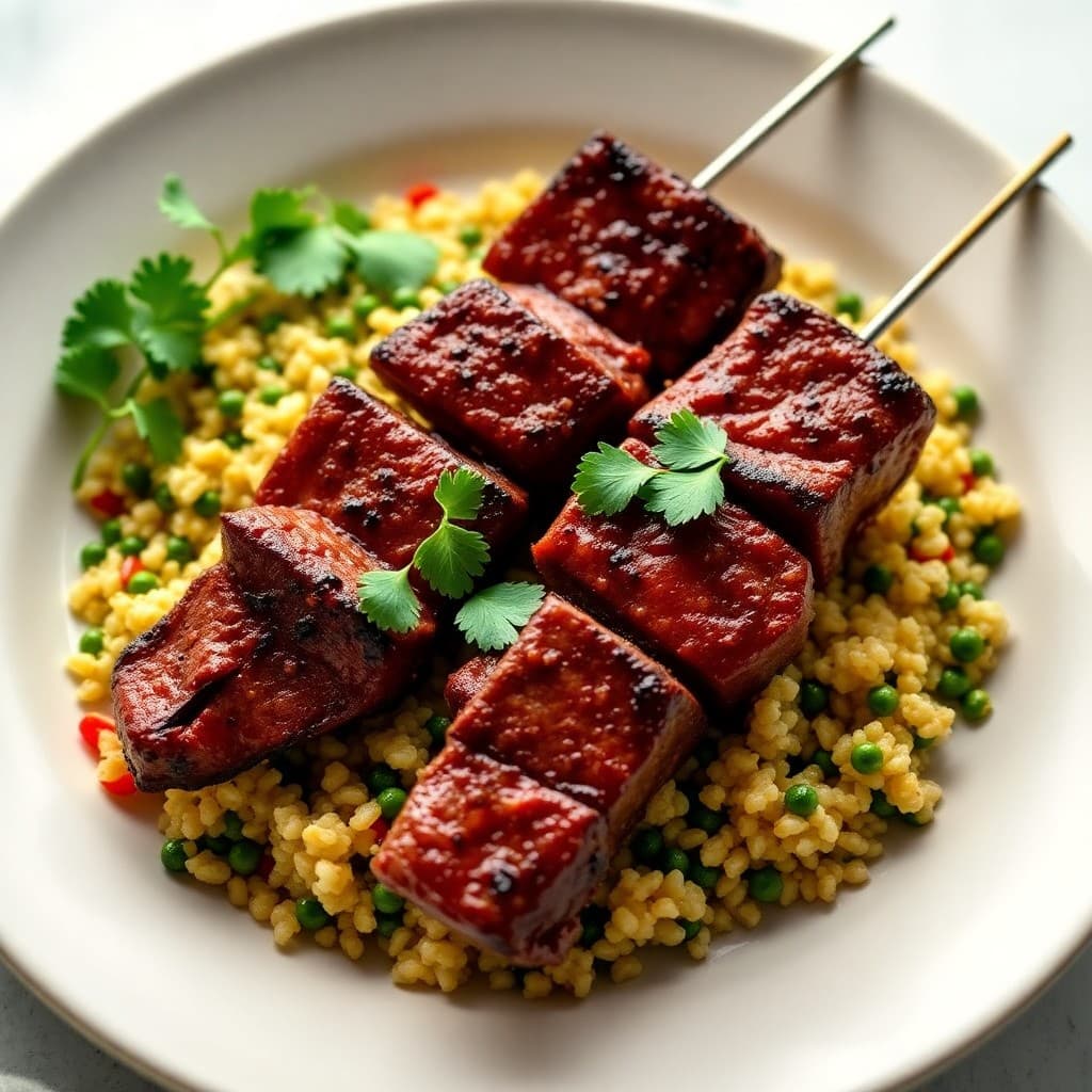 Zesty Brazilian Beef Picanha Skewers with Chimichurri Quinoa