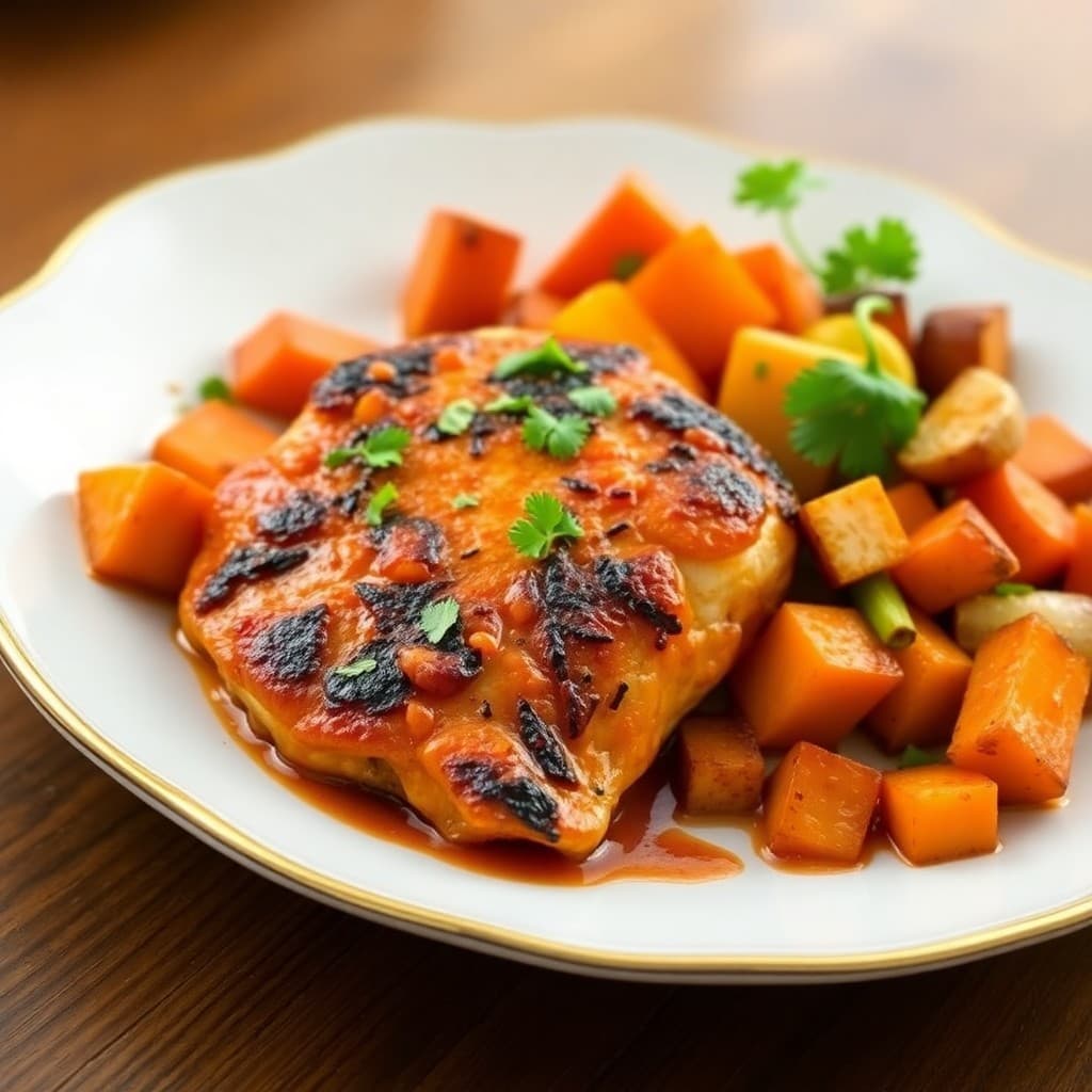 Seared Chili-Lime Chicken with Roasted Sweet Potato Medley