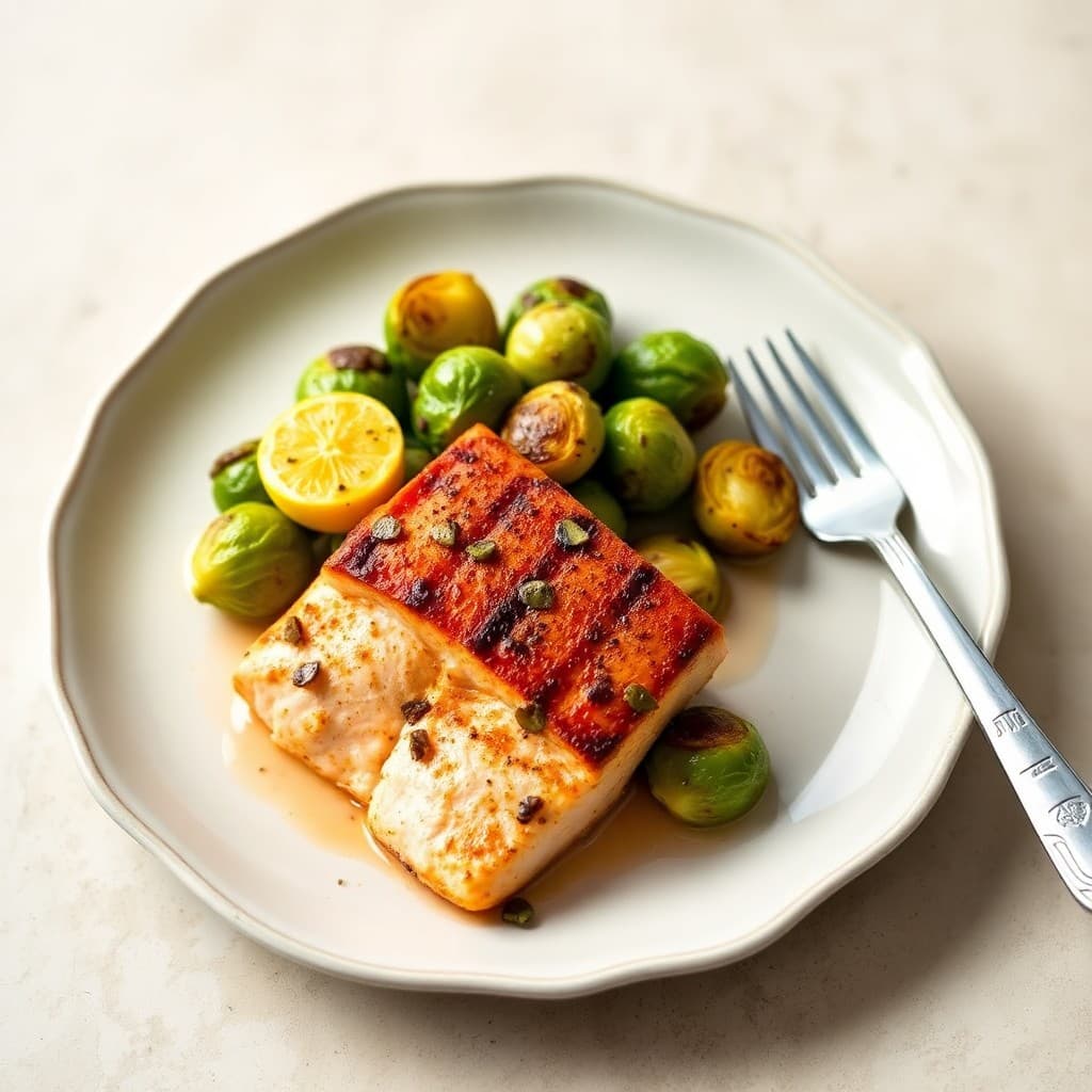 Grilled Salmon and Roasted Brussels Sprouts