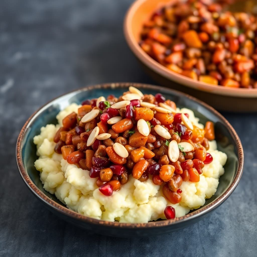 Moroccan Harissa Lentil Tagine with Pomegranate & Toasted Almonds