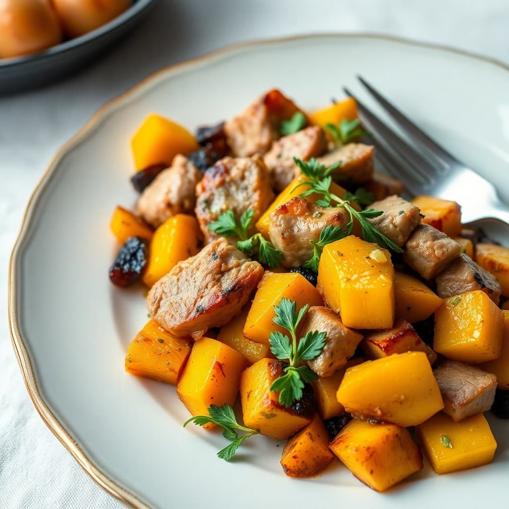 Roasted Autumn Squash and Pork Skillet