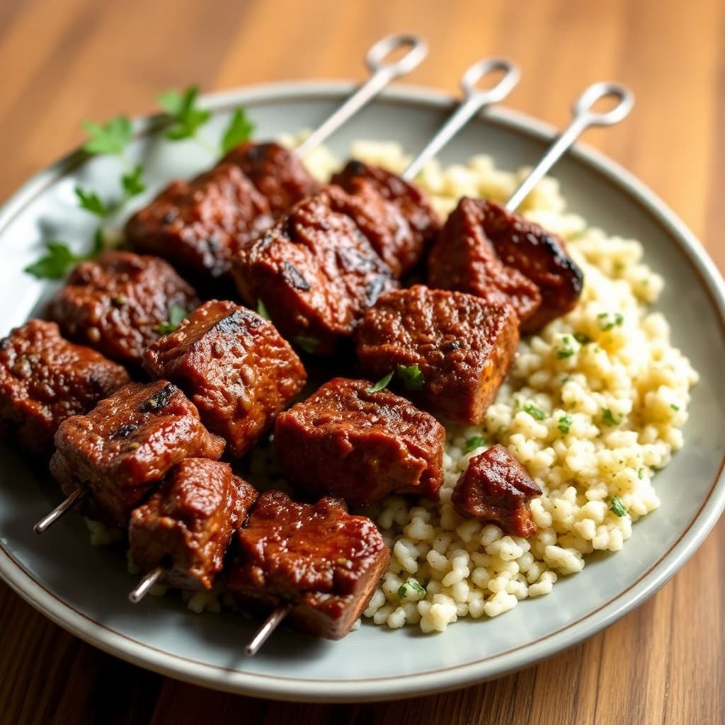Moroccan-Style Beef Skewers with Herbed Couscous