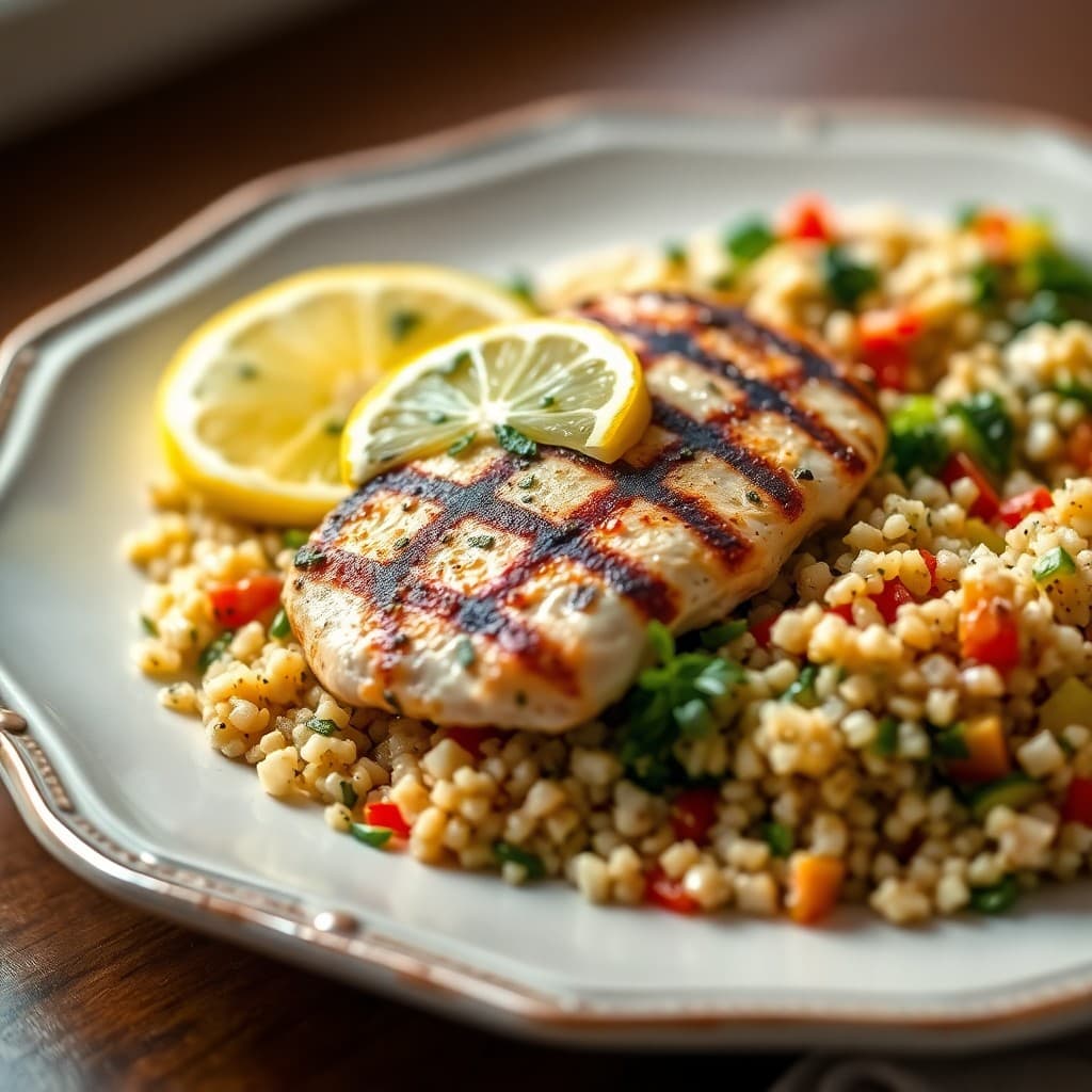 Lemon-Herb Grilled Chicken with Quinoa Tabbouleh