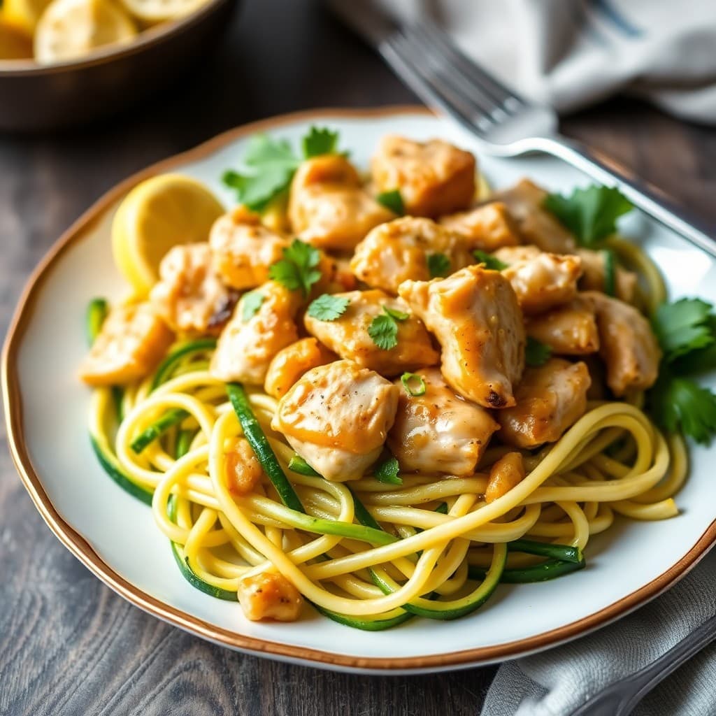 Zesty Lemon Chicken Zoodle Stir-Fry