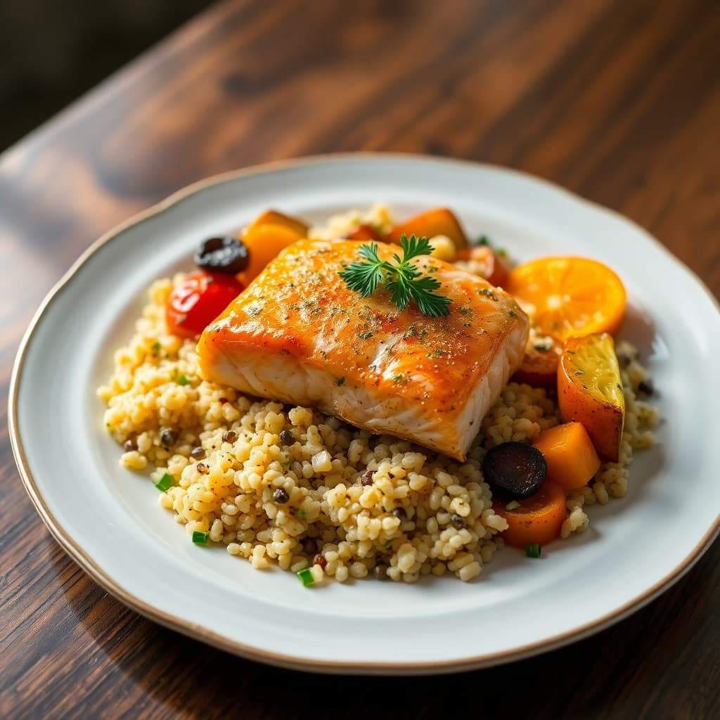 Garlic Herb Salmon Quinoa Bowl