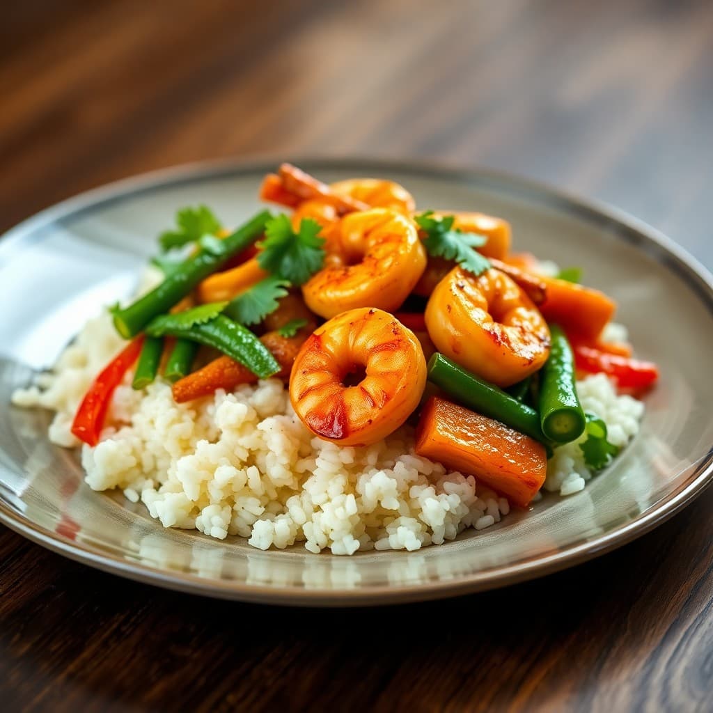 Seared Chili-Lime Shrimp with Cauliflower Rice Stir-Fry