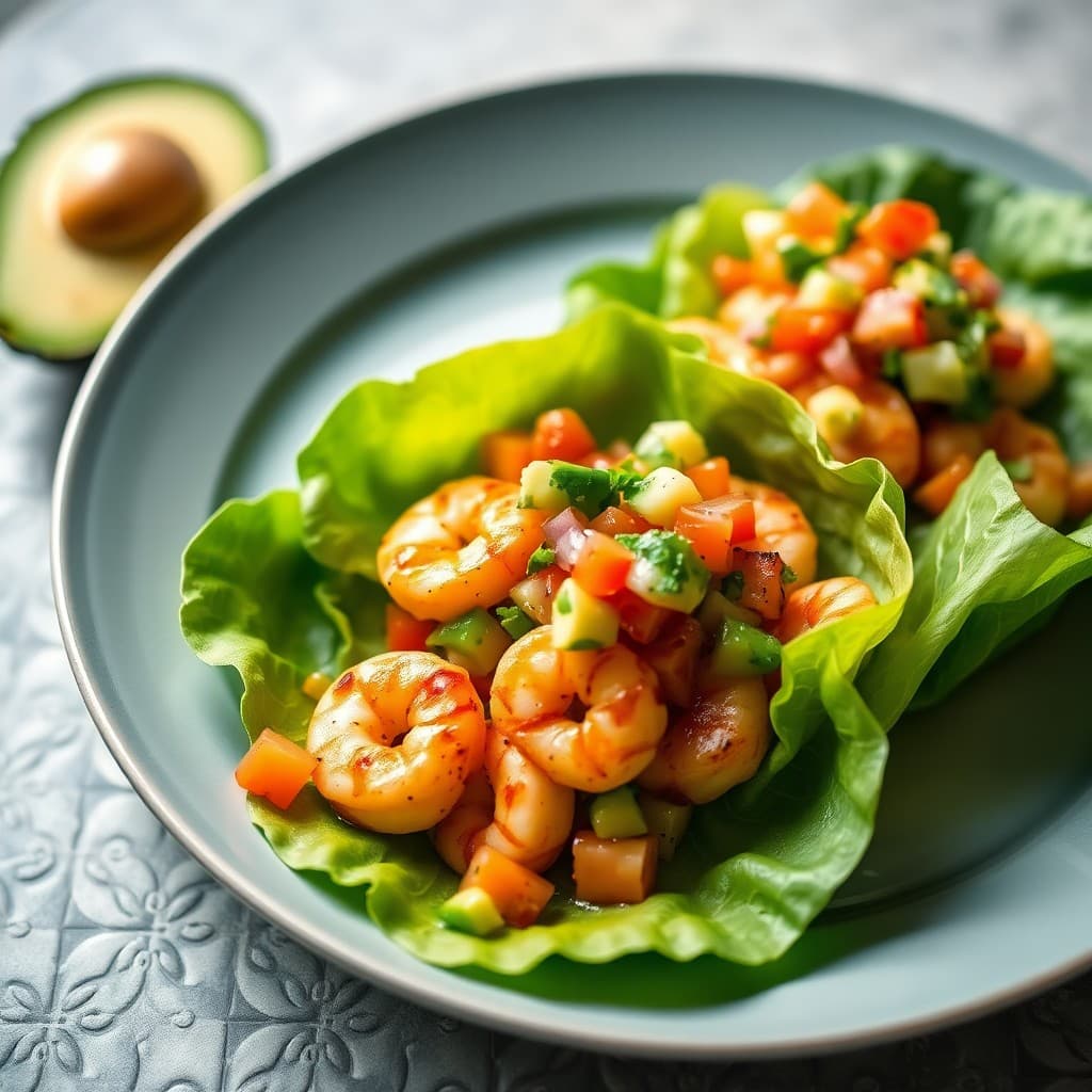 Zesty Grilled Shrimp Lettuce Wraps with Avocado Salsa