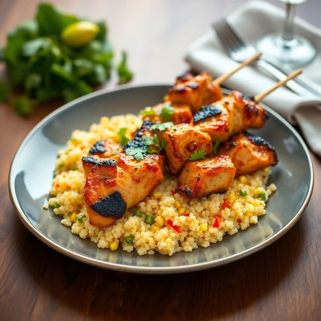 Spicy Moroccan Chicken Skewers with Citrus Couscous