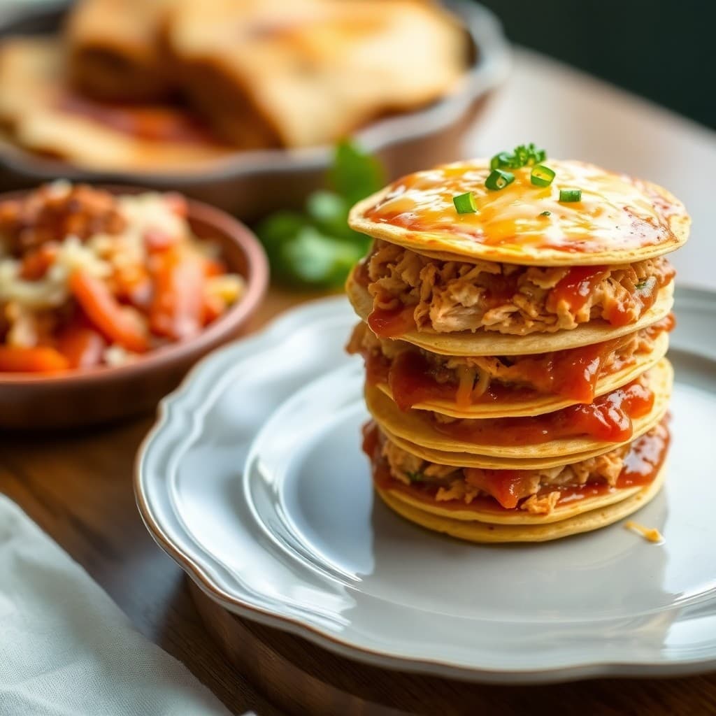 Spicy Chicken Enchilada Stacks