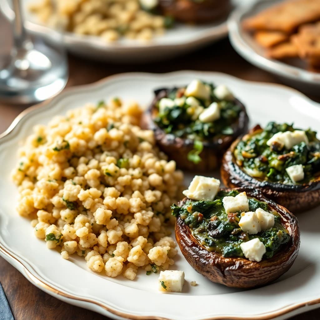 Baked Spinach and Feta Stuffed Portobello Mushrooms