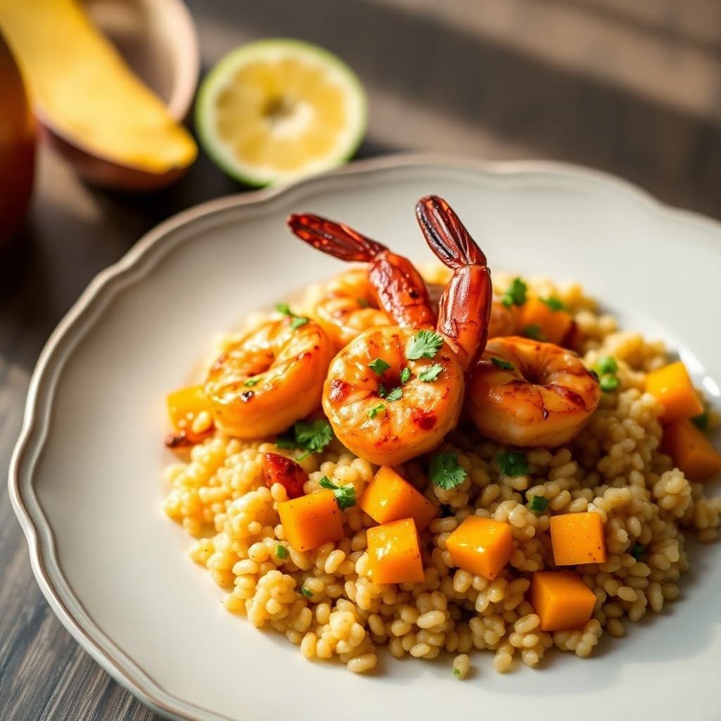 Seared Chili-Lime Shrimp with Roasted Butternut Squash and Quinoa