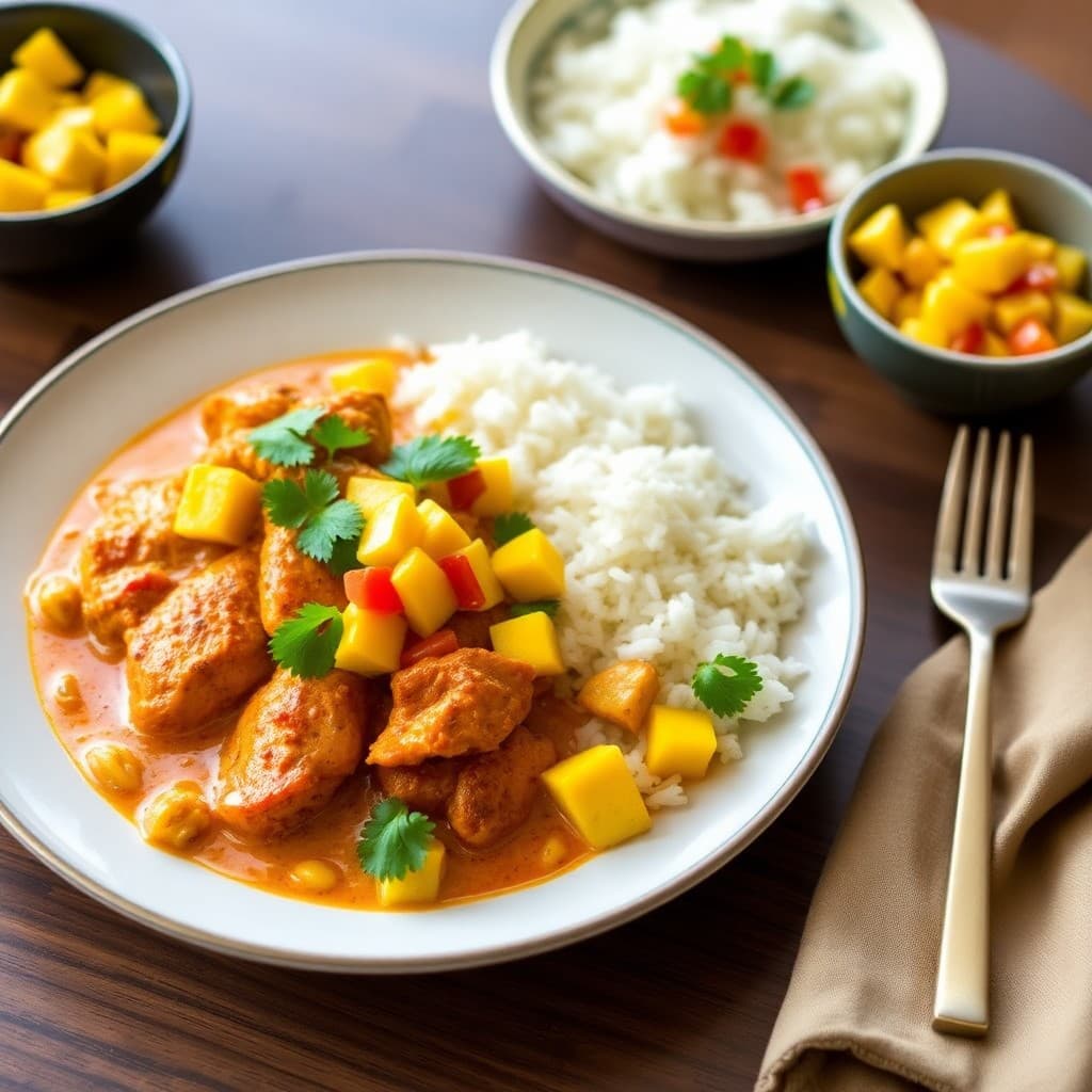 Zesty Thai Coconut Curry Chicken with Mango Salsa