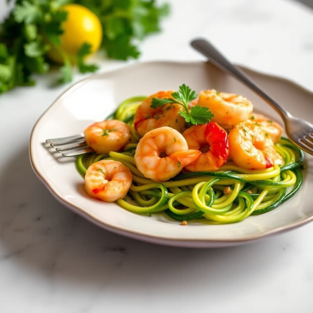 Lemon Garlic Shrimp Scampi with Zucchini Noodles